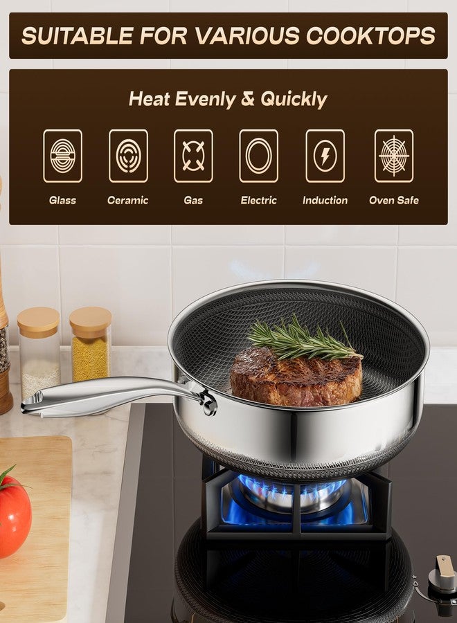 ZEROPAN Frying Pans Nonstick with Lid,Hybrid Nonstick 4-Quart Deep Sauté Pan, Stay-Cool Handle,PFAS PFOA PTFE Free,10 Inch Deep Frying Pan Dishwasher-Friendly, Oven-Safe, Compatible with All Cooktops - Image 3
